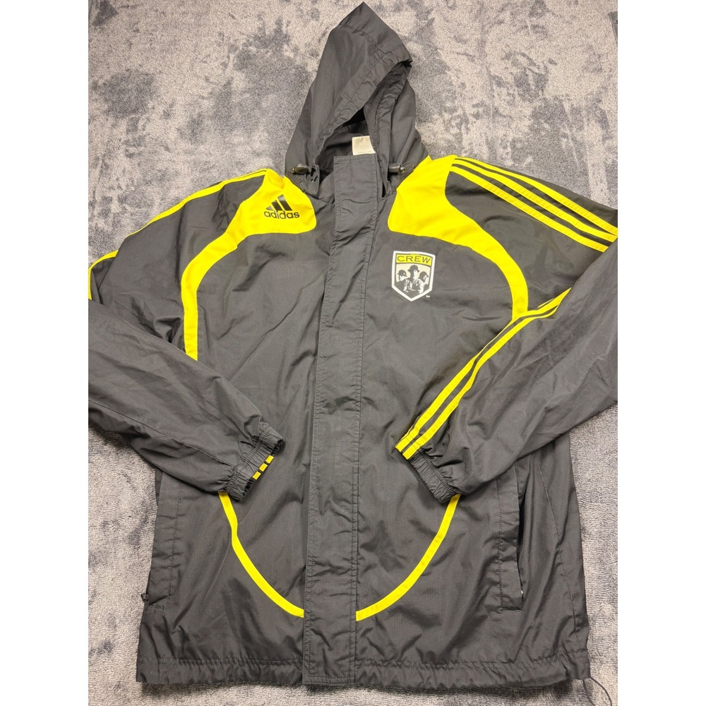 Adidas Columbus Crew MLS Soccer Windbreaker Jacket Black Yellow Mens Medium